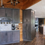 Dark stained kitchen cabinets