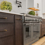 Dark stained kitchen island