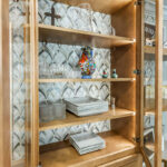 Stained open cabinet