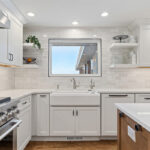 White kitchen cabinets.