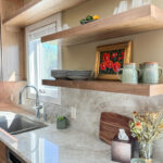 Cashew-stained floating shelves