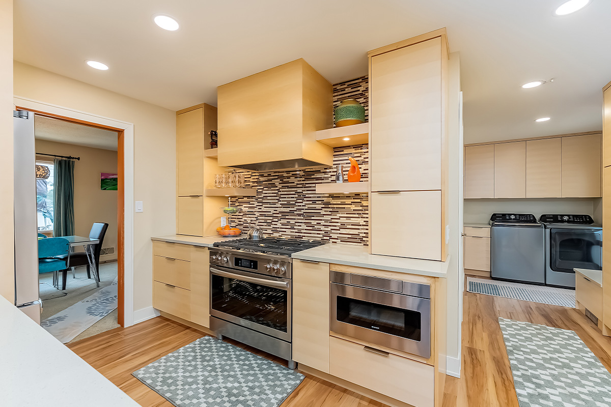 Light maple contemporary kitchen.