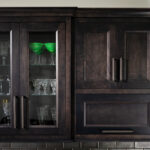 Dark stained bar cabinets