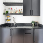 Black painted bar cabinets