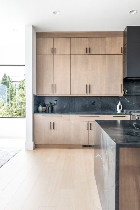Black and brown stained contemporary kitchen