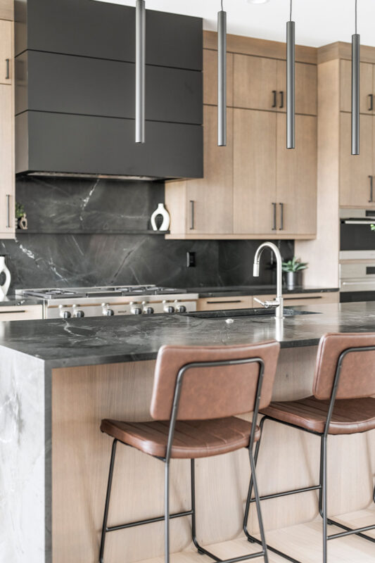 Black and brown stained contemporary kitchen