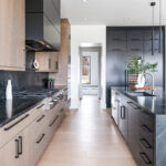 Black and brown stained contemporary kitchen