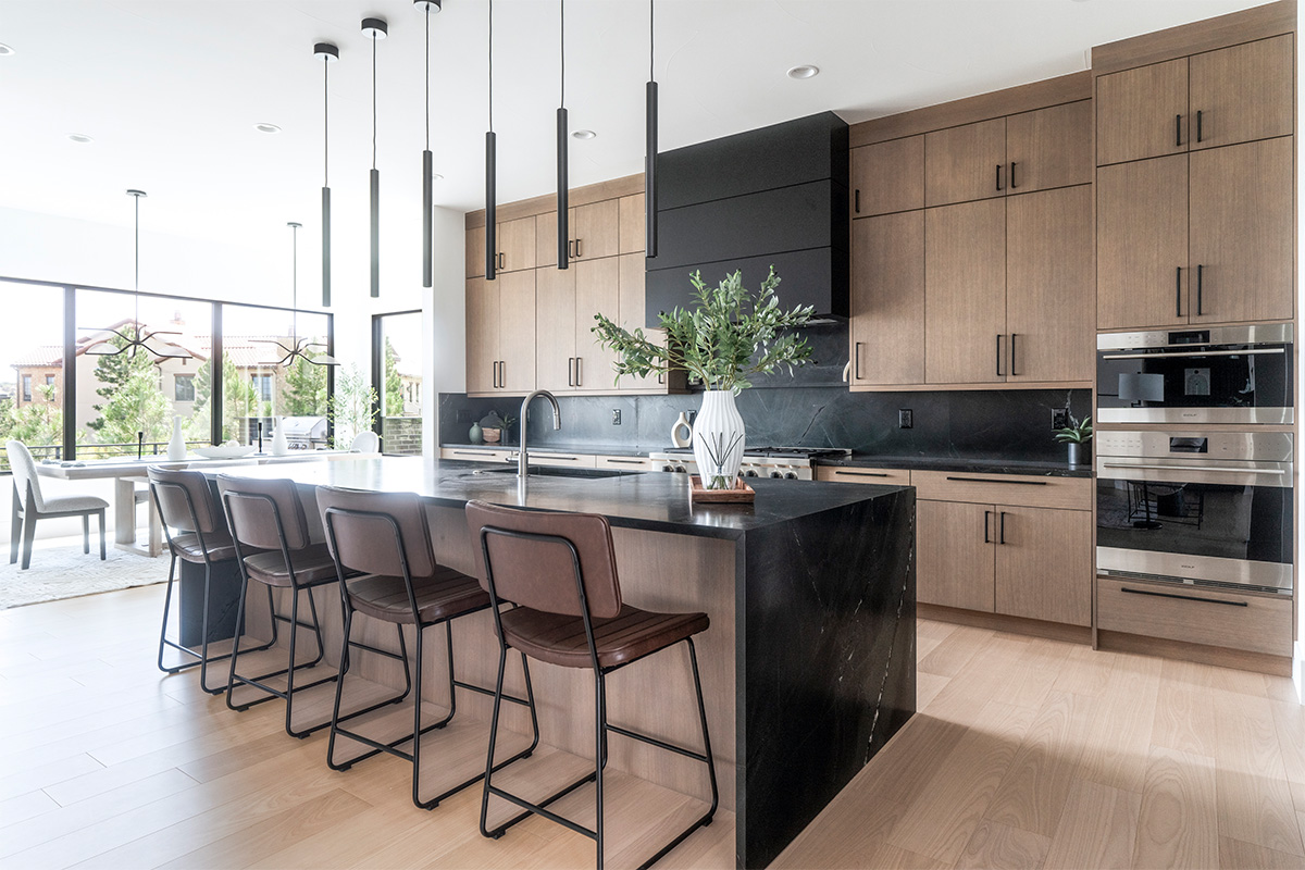 Black and brown stained contemporary kitchen