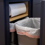 waste basket base cabinet with paper towel dispenser