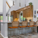 Light brown and painted gray kitchen