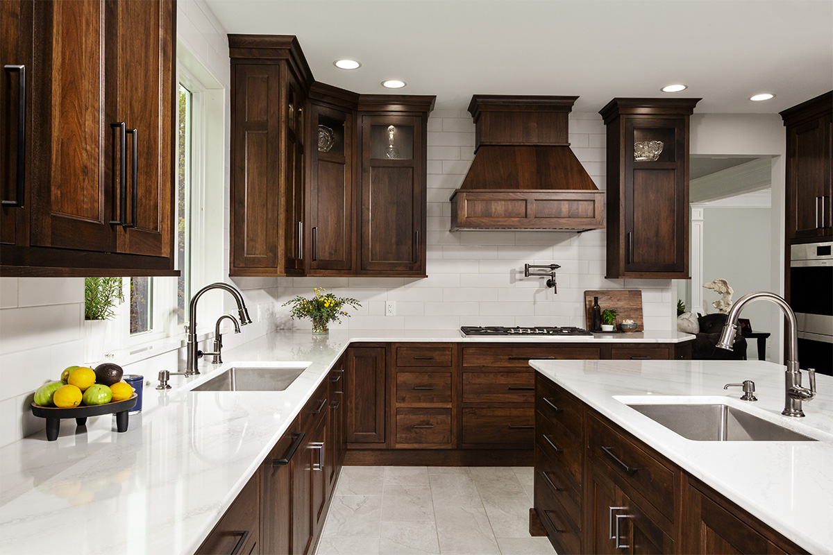 Walnut kitchen cabinets with rich Tawny finish