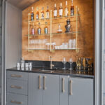 Gray speakeasy bar cabinets