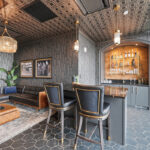 Lounge area speakeasy with bar.