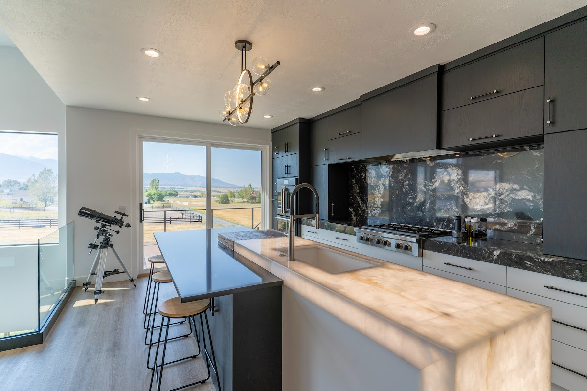 Modern black and white kitchen