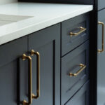 Dark Blue bathroom vanity cabinet.