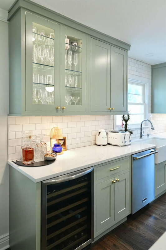 Light green painted kitchen