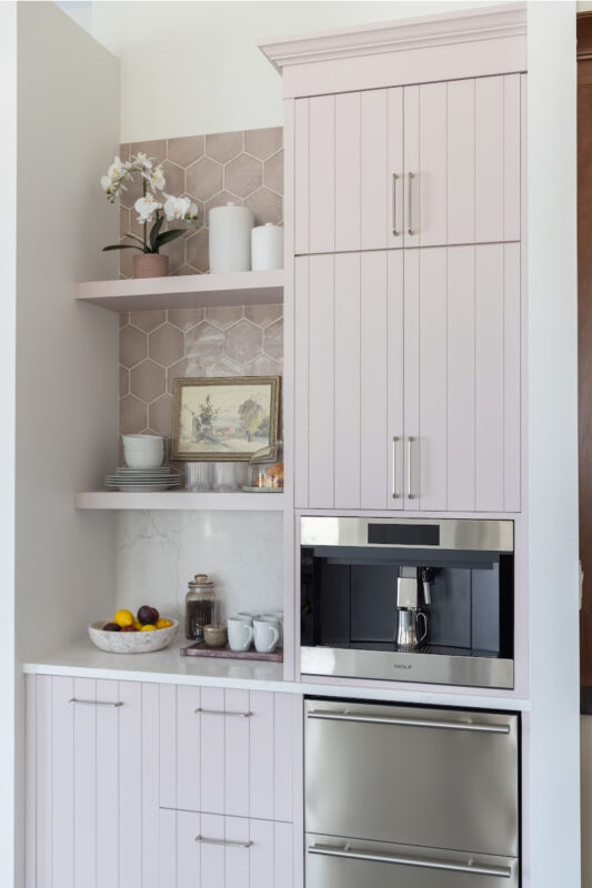 White coffee bar cabinets