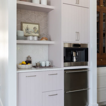 White coffee bar cabinets