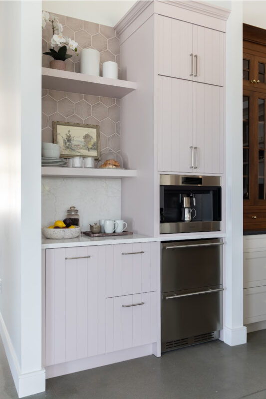 White coffee bar cabinets