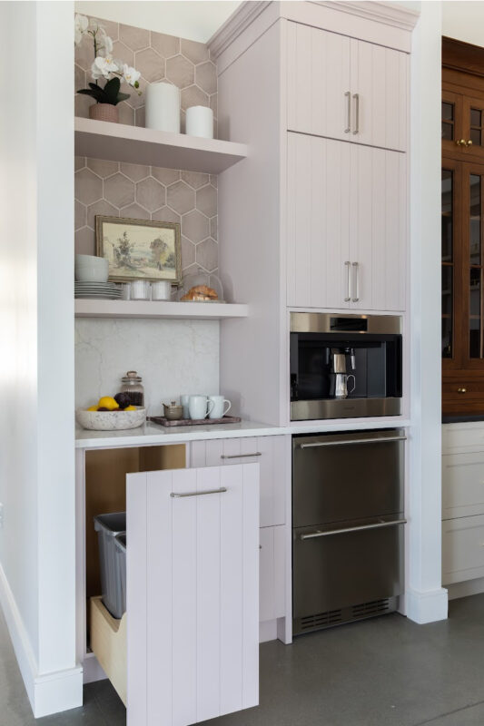 White coffee bar cabinets