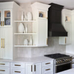 Dark stain and white painted kitchen cabinets
