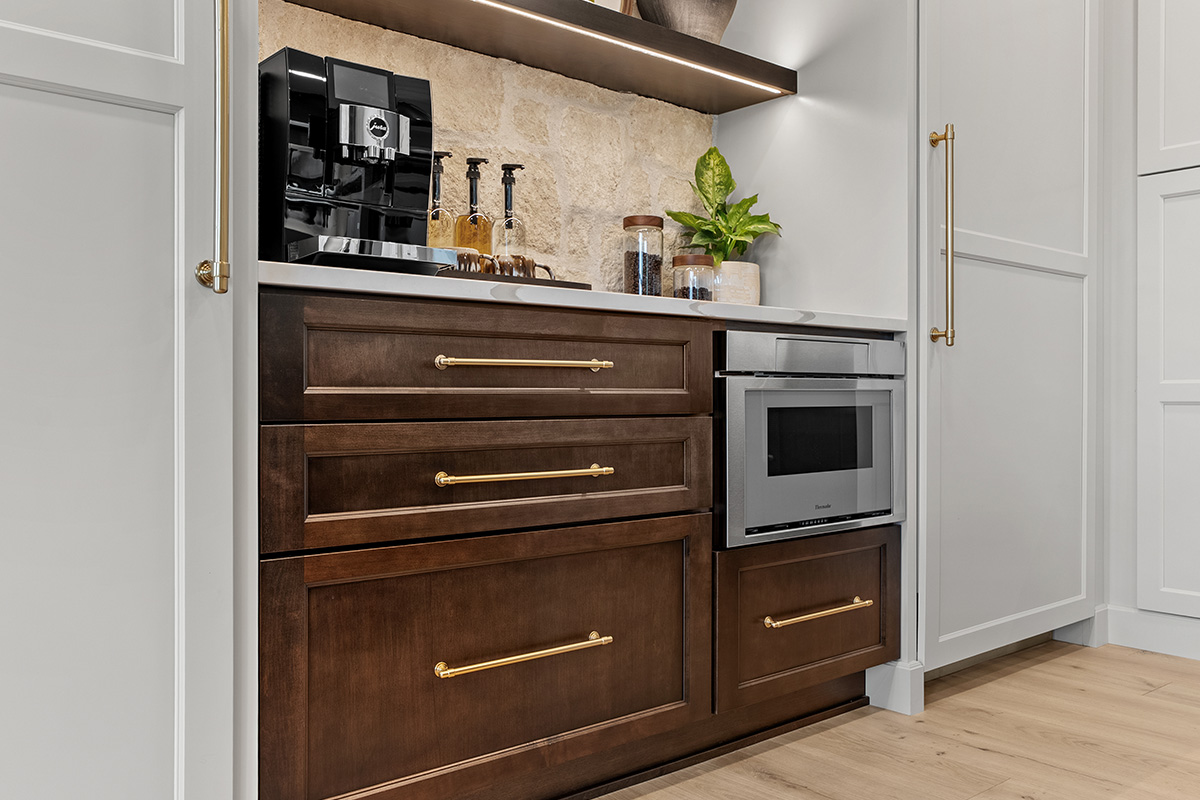 Dark stained bar cabinets
