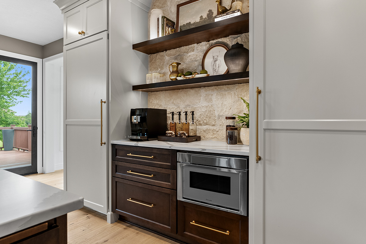 Dark stained bar cabinets
