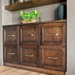 Dark stained hutch cabinet