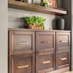 Dark stained hutch cabinet