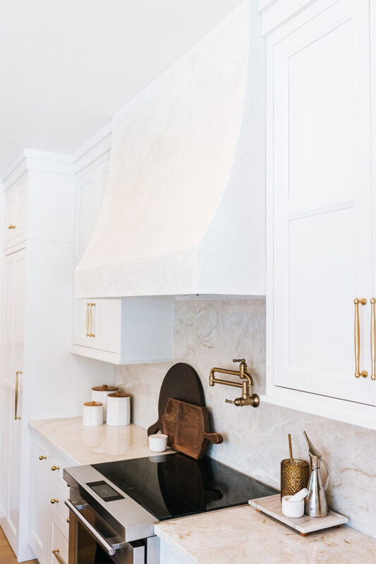 White painted and White Oak in Cashew stain kitchen.