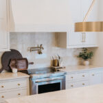 White painted and White Oak in Cashew stain kitchen.
