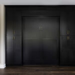 Painted black basement bar cabinets