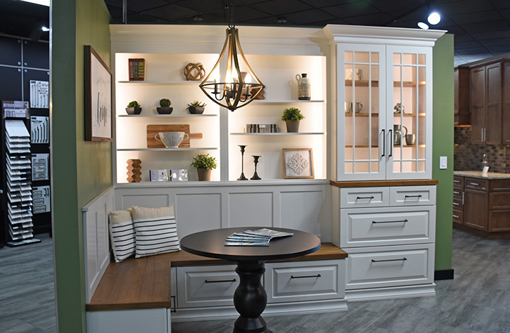 Kitchen Nook with Built-in cabinets in Iowa Showplace Design Center Showroom