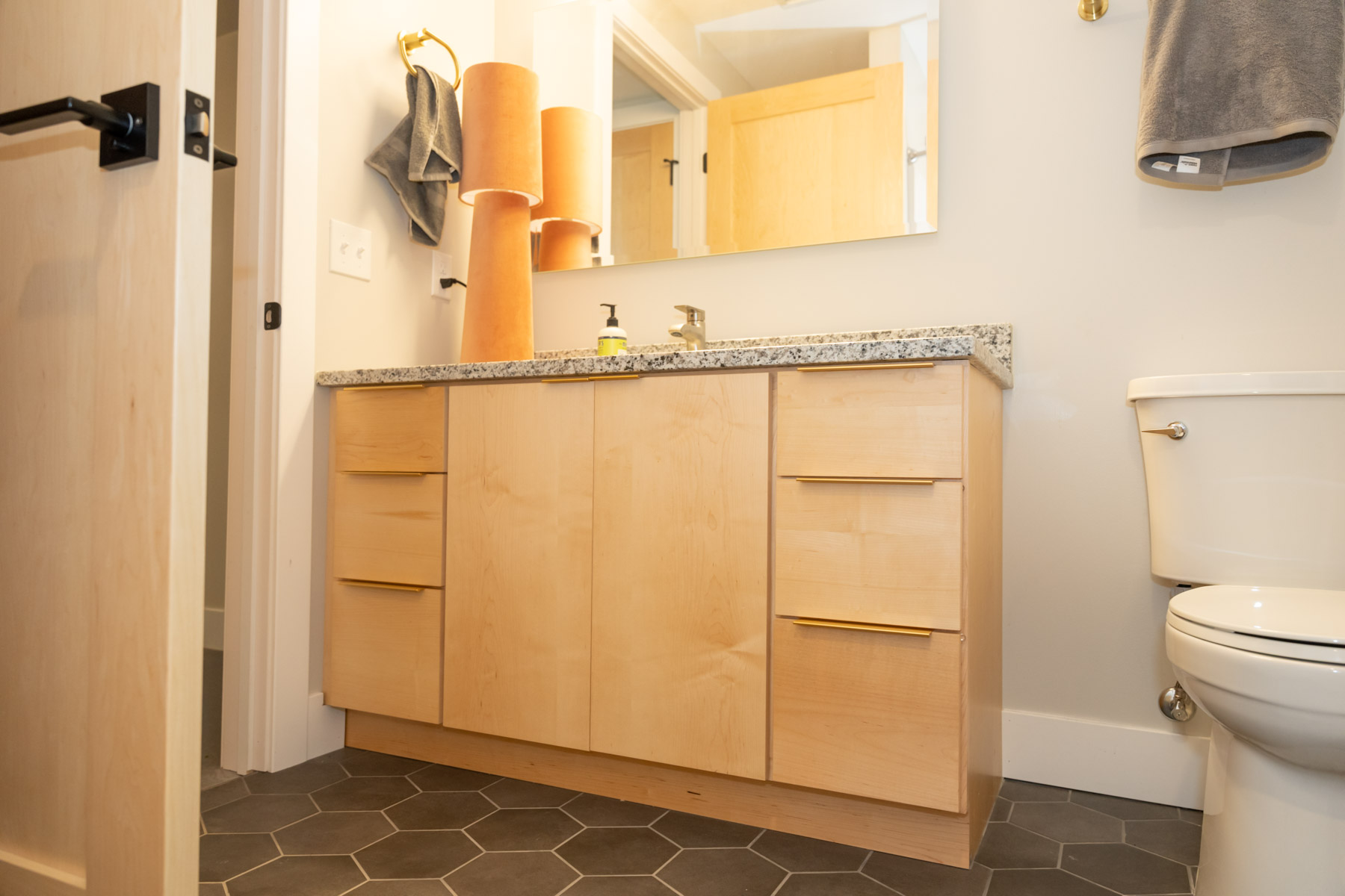 the bathroom vanity in Railyard flats.