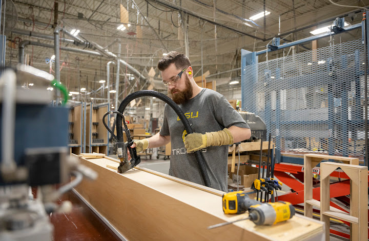 Cabinet Builder in the Harrisburg cabinet factory.